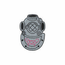 Capacete velho do mergulho jaqueta bordada