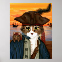 Capitão Leo, gato do pirata & poster da arte da fa