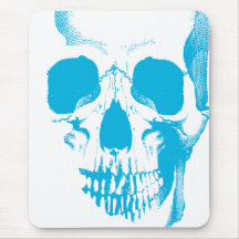 Cara azul do crânio mouse pads