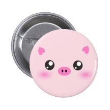 Cara bonito do porco - minimalismo do kawaii boton