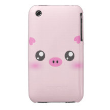 Cara bonito do porco - minimalismo do kawaii capas de iPhone 3 Case-Mate