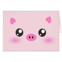 Cara bonito do porco - minimalismo do kawaii cartao