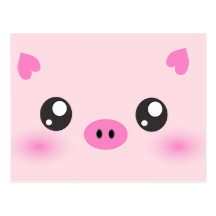 Cara bonito do porco - minimalismo do kawaii cartão postal