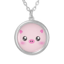 Cara bonito do porco - minimalismo do kawaii colares