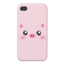 Cara bonito do porco - minimalismo do kawaii iPhone 4 capas