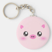 Cara bonito do porco - minimalismo do kawaii chaveiros
