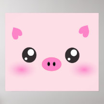 Cara bonito do porco - minimalismo do kawaii poster