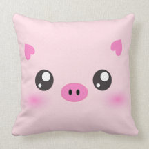 Cara bonito do porco - minimalismo do kawaii travesseiro de decoração