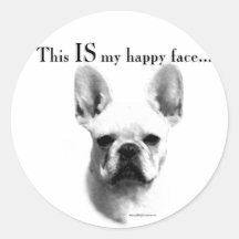 Cara feliz de Frenchie Adesivos Redondos