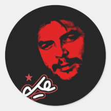 Cara vermelha de Che Guevara customizável Adesivos Em Formato Redondos