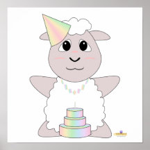 Carneiros brancos do aniversário Pastel Huggable Posters