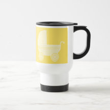 Carrinho de criança de bebê amarelo canecas