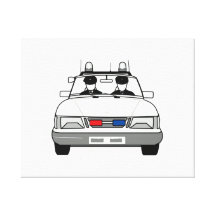 Carro de polícia dos desenhos animados impressão de canvas esticada