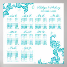 Carta do assento do casamento do pavão de Paisley  Posteres