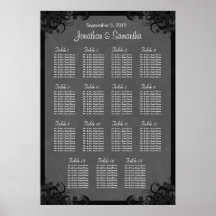 Carta preta do assento da mesa do casamento do hib poster