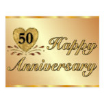 Cartão - 50th aniversário - ouro cartao postal