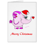 Cartão afortunado do Feliz Natal do elefante cor-d