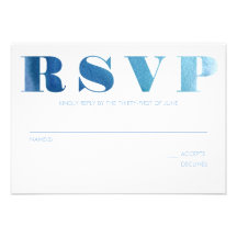 Cartão azul da aguarela RSVP Convite Personalizado