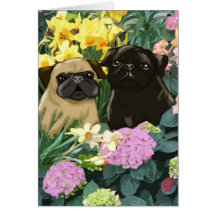 Cartão bonito de Puggies do primavera