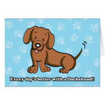 Cartão bonito do Dachshund do cão dos desenhos ani