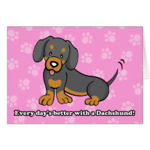 Cartão bonito do Dachshund do cão dos desenhos ani