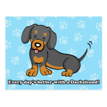 Cartão bonito do Dachshund do cão dos desenhos ani Cartão Postal
