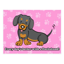 Cartão bonito do Dachshund do cão dos desenhos ani Cartões Postais