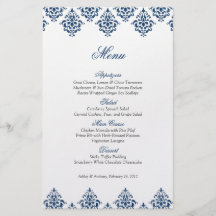Cartão branco do menu do casamento do Arabesque do Modelo De Panfleto