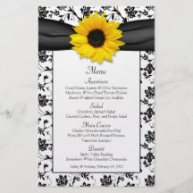 Cartão branco preto do menu do casamento tema dama panfleto personalizados