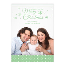 Cartão com fotos à moda verde & branco do Feliz Na Convite Personalizados