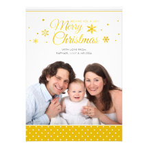Cartão com fotos amarelo dourado do feriado do Fel Convite Personalizado