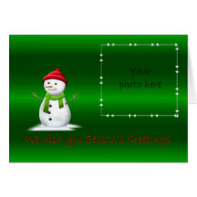 Cartão com fotos do boneco de neve dos cumprimento