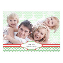 Cartão com fotos liso do feriado do Natal da famíl Convite Personalizados