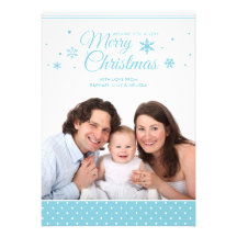 Cartão com fotos moderno azul & branco do Feliz Na Convite Personalizado