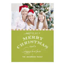 CARTÃO COM FOTOS VERDE DO FELIZ NATAL CONVITES