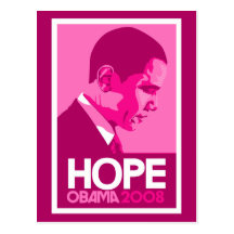 Cartão cor-de-rosa da esperança de Obama Cartão Postal