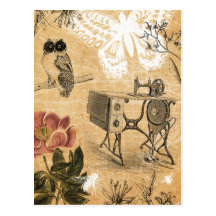 Cartão da máquina de costura do vintage cartão postal