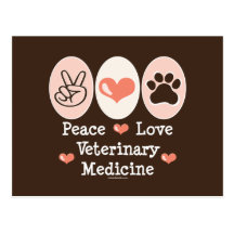 Cartão da medicina veterinária do amor da paz cartões postais