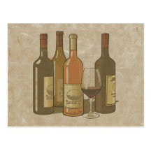 Cartão da receita das garrafas de vinho do vintage cartão postal