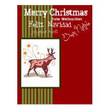 Cartão da rena do Feliz Natal Cartão Postal