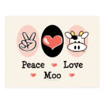 Cartão da vaca do MOO do amor da paz Cartoes Postais