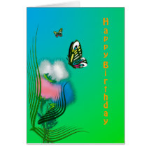 Cartão de aniversário com butterflyes