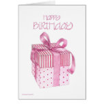 Cartão de aniversário cor-de-rosa do presente