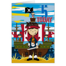 Cartão de aniversário da cena do navio de pirata 5