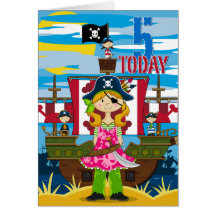 Cartão de aniversário da cena do navio de pirata d