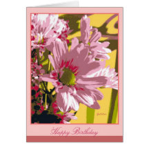 Cartão de aniversário - rosa e buquê das mães