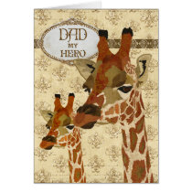 Cartão de bronze do dia dos pais dos girafas do ou cartões