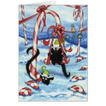 Cartão de CandyLand do Natal dos gatos do auge & d cartões