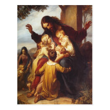 Cartão de Jesus e de Natal das crianças Cartoes Postais