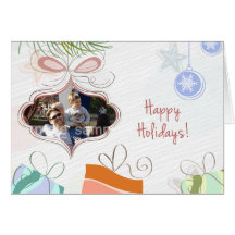 Cartão de Natal da foto do ornamento do Doodle